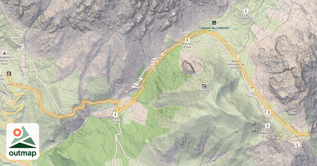 Map of Col de Viraysse — Saint Ours