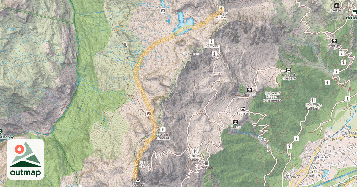 Map of Col de la Glière — Le Brévent