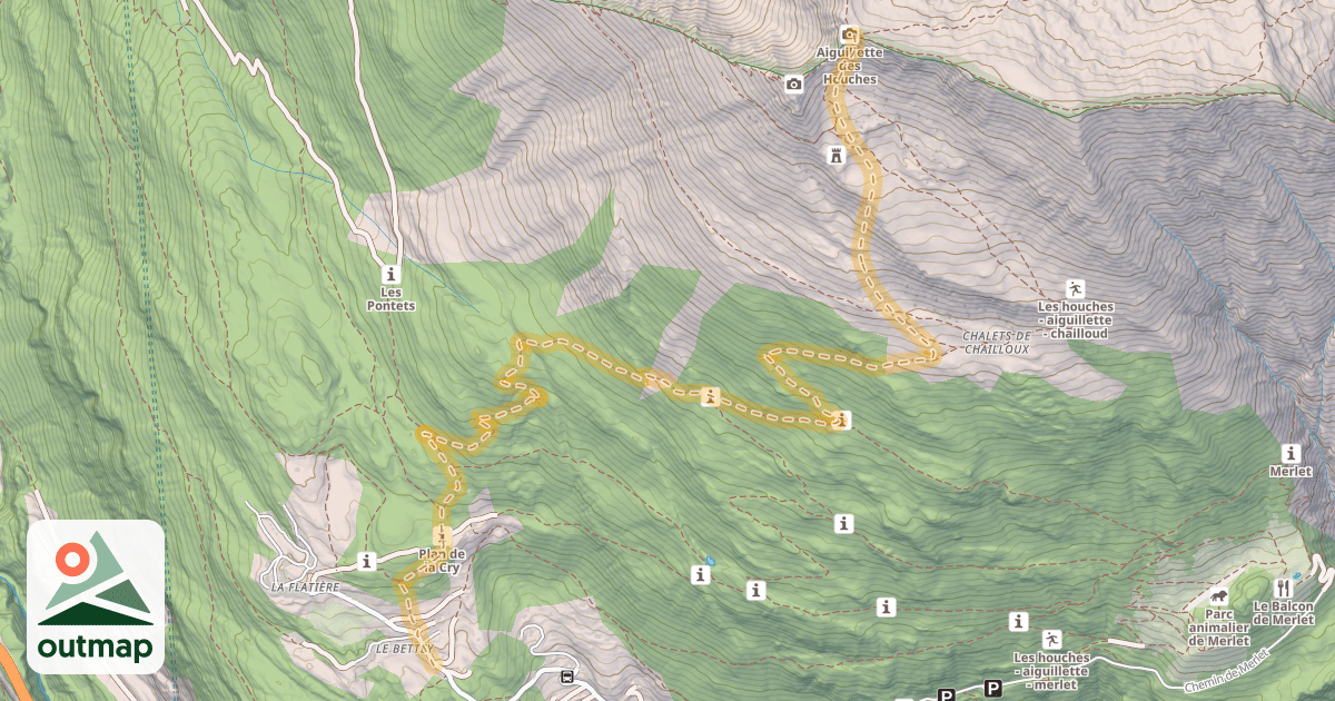 Map of Aiguillette des Houches — Le Bettey