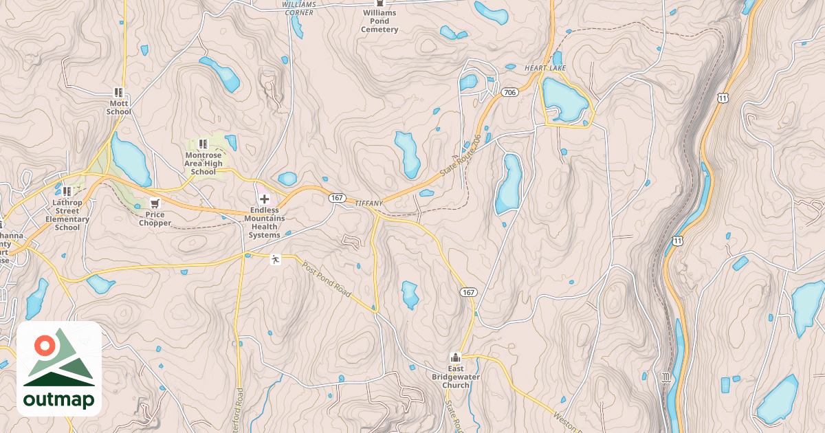 Map of Endless Mountains Trail