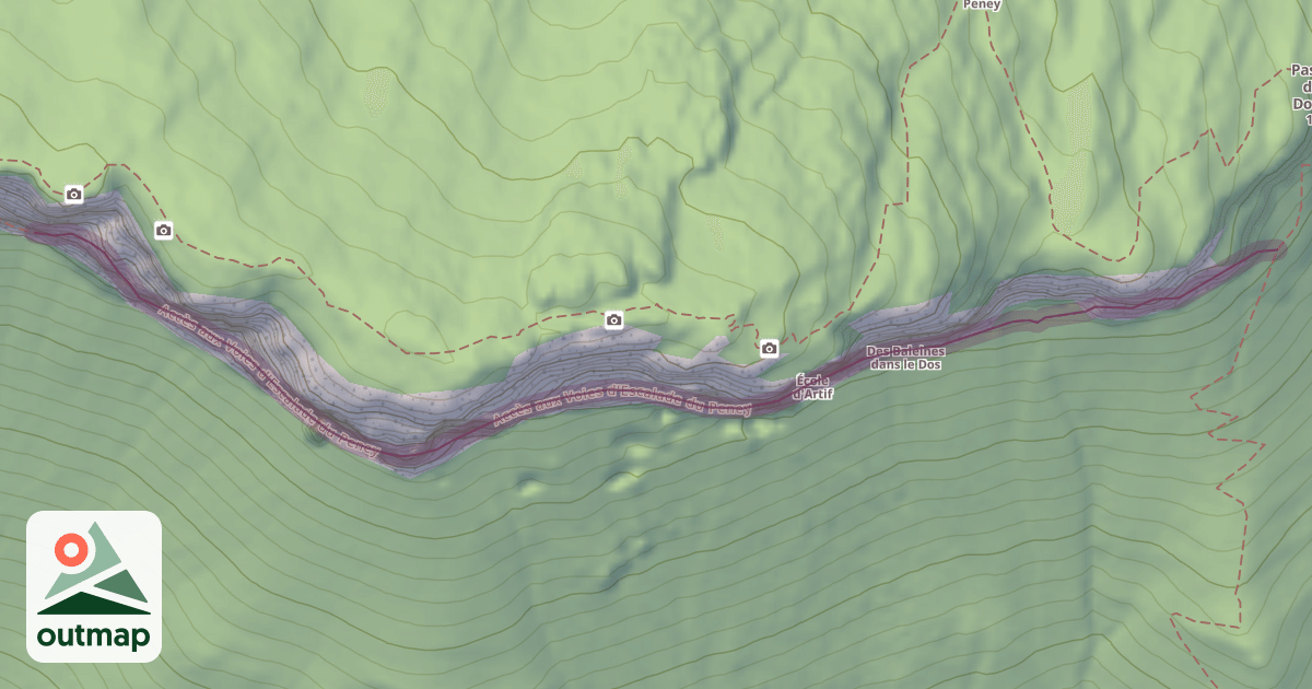 Map of Accès aux Voies d'Escalade du Peney