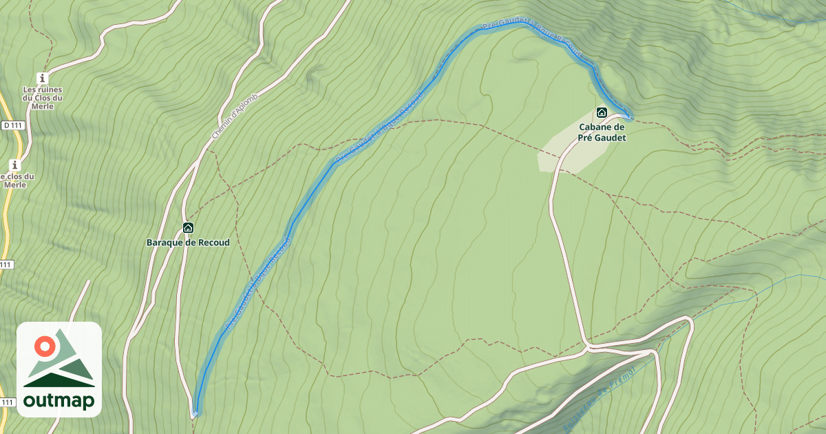 Map of Pre Gaudet à Bque Recoud