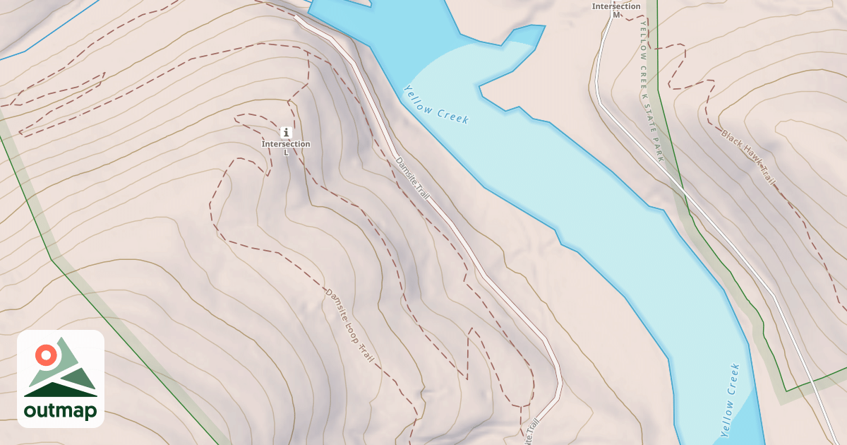 Map of Yellow Creek State Park Trails in Indiana