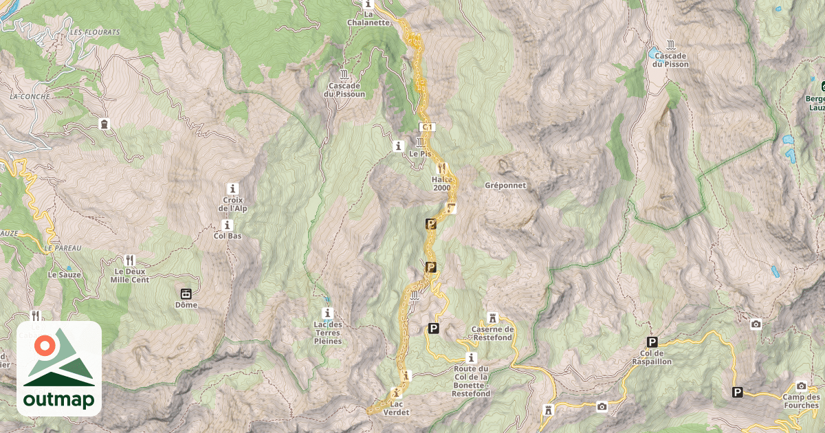 Map of Pas de Touréis — Barrière de la Combette