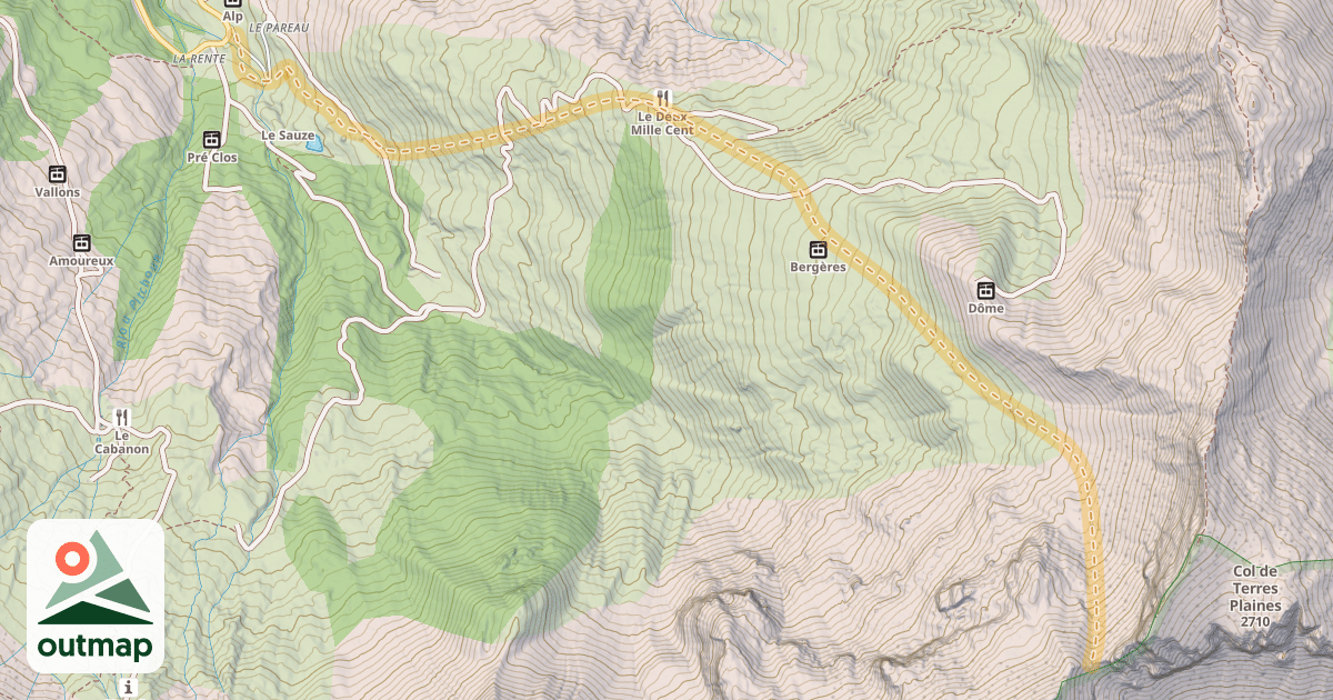Map of Col du Vallon Julien — Super-Sauze