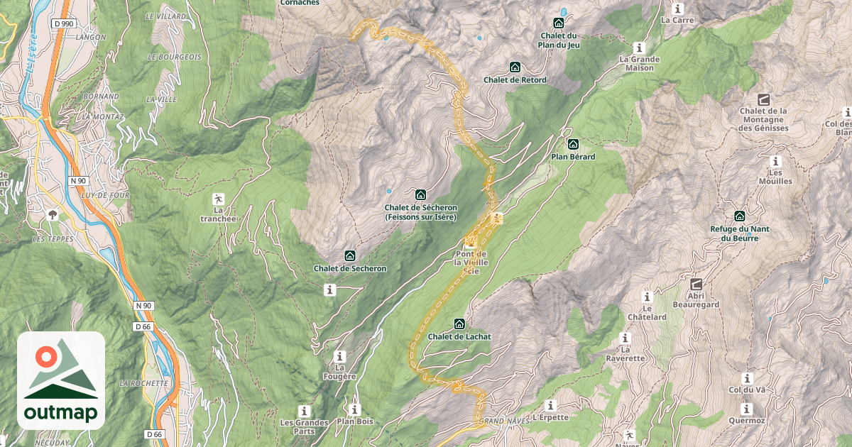 Map of Cime Est de la Tournette — Grand'Naves