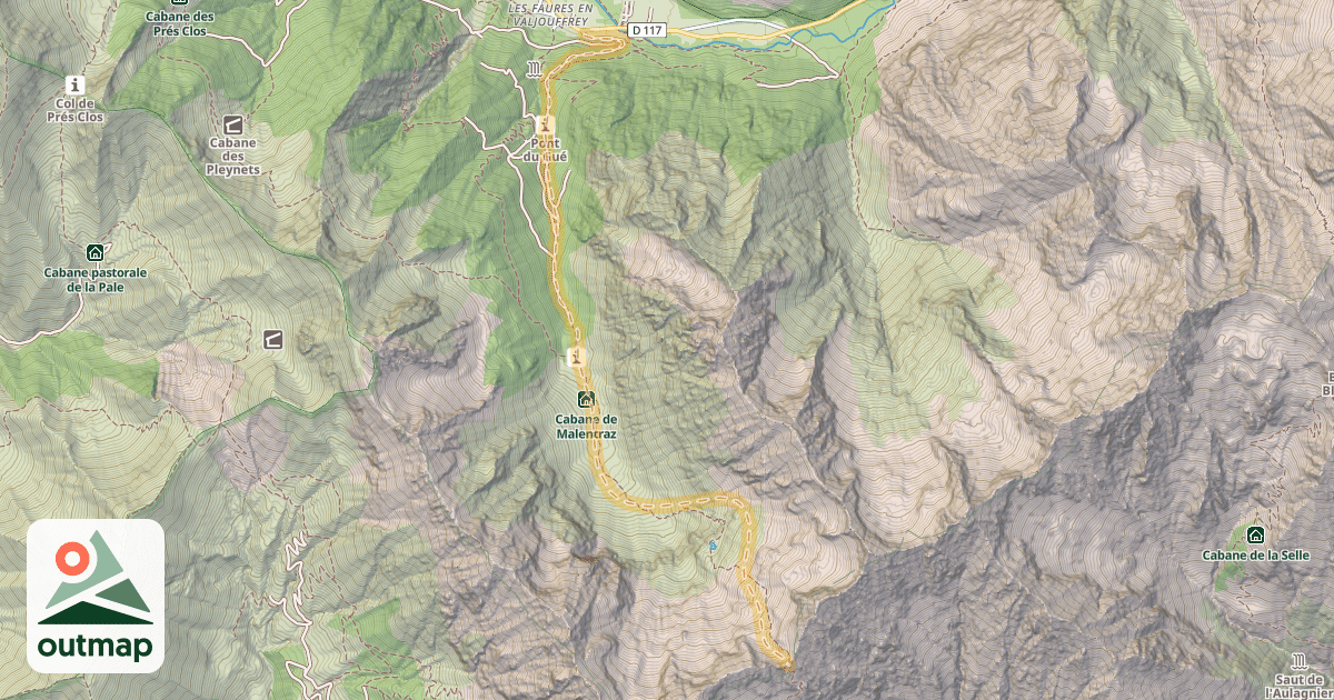 Map of Col de Menoux — Faures