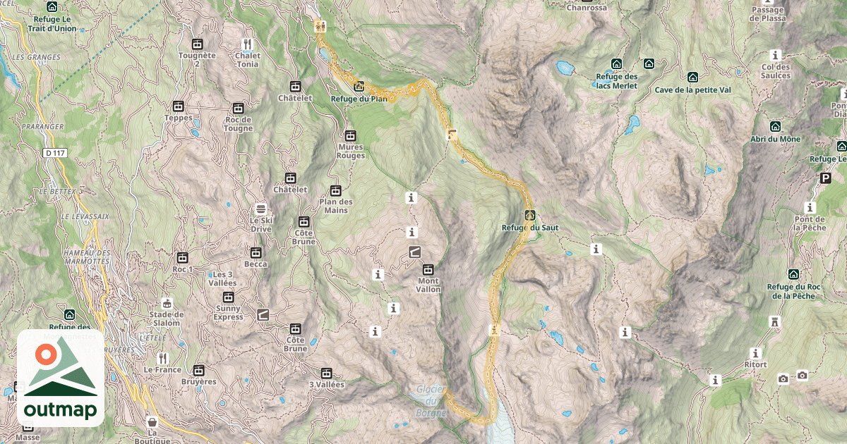 Map of Col de Borgne — Méribel-Mottaret