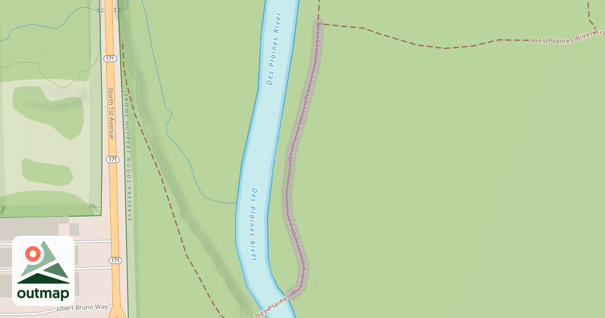 Map of Des Plaines River Trail Yellow Unpaved