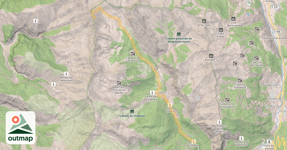 Map of Sommet du Caduc — Chasse