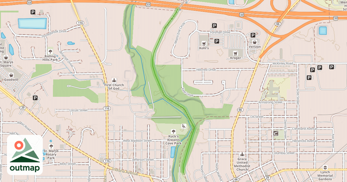 Map of Miami & Erie Canal Towpath in Auglaize