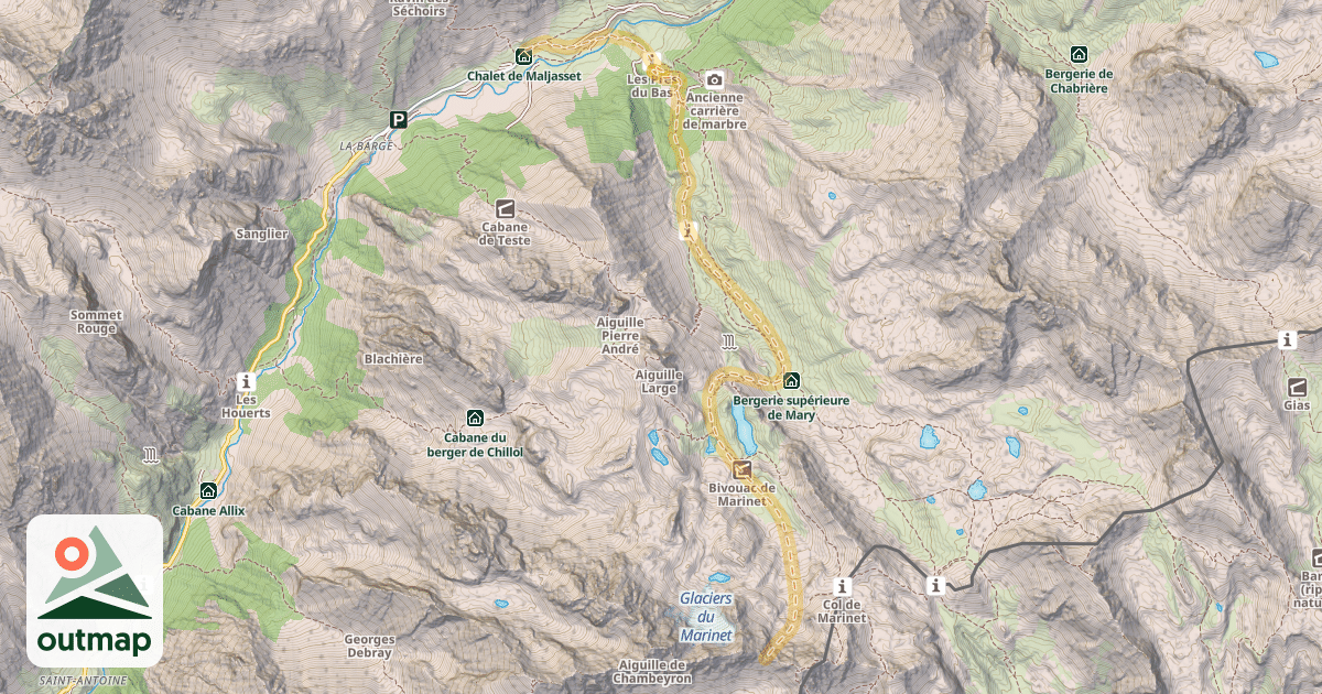 Map of Col de Chambeyron — Maljasset