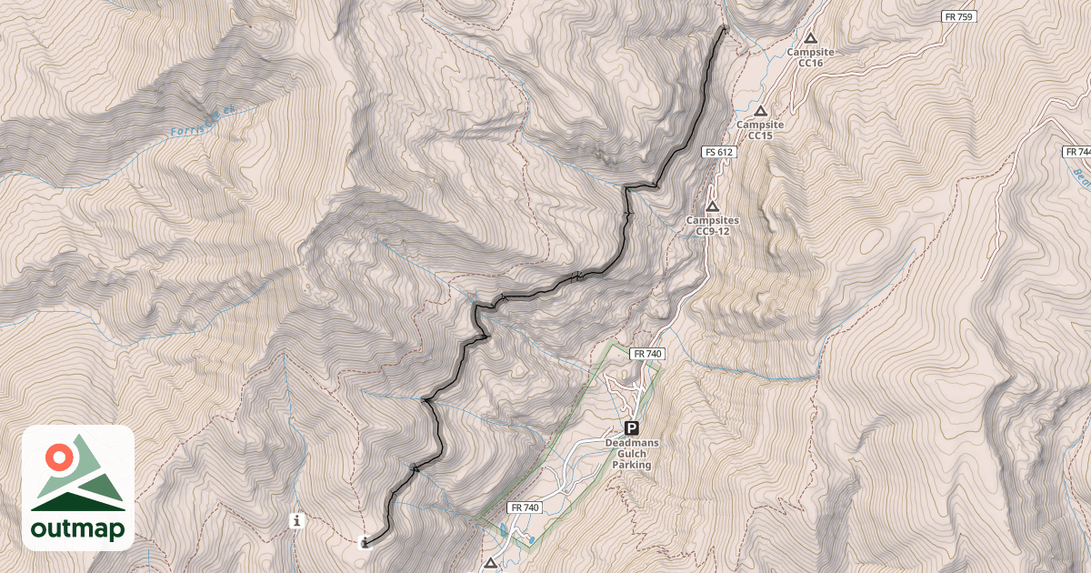 Map of Waterfall Cutoff Trail