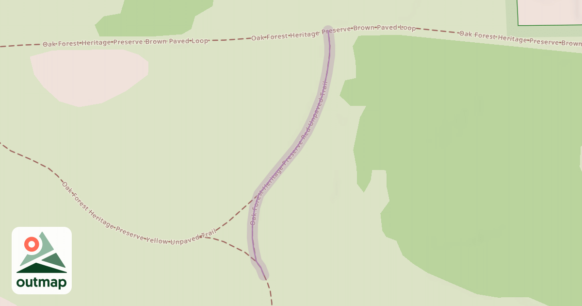 Map of Oak Forest Heritage Preserve Red Unpaved Trail