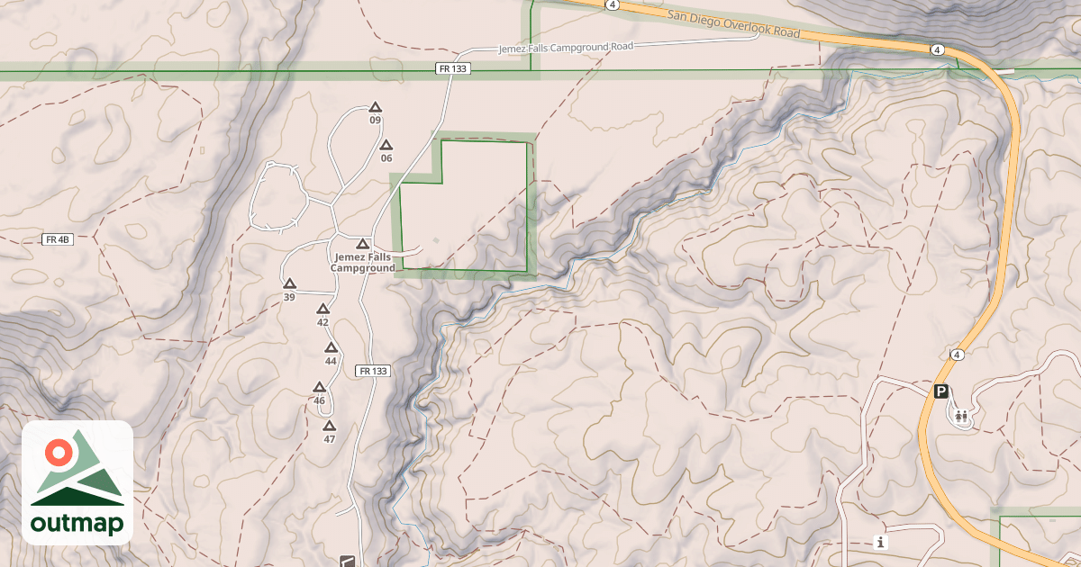 Map of JEMEZ FALLS CAMPGROUND
