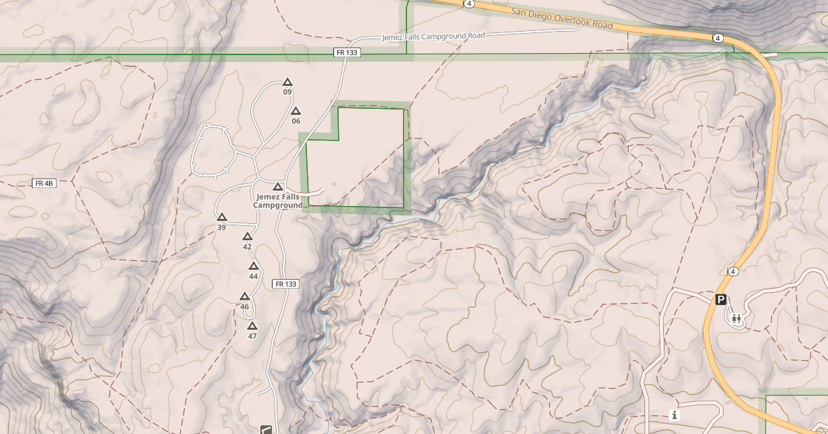 Map preview of JEMEZ FALLS CAMPGROUND