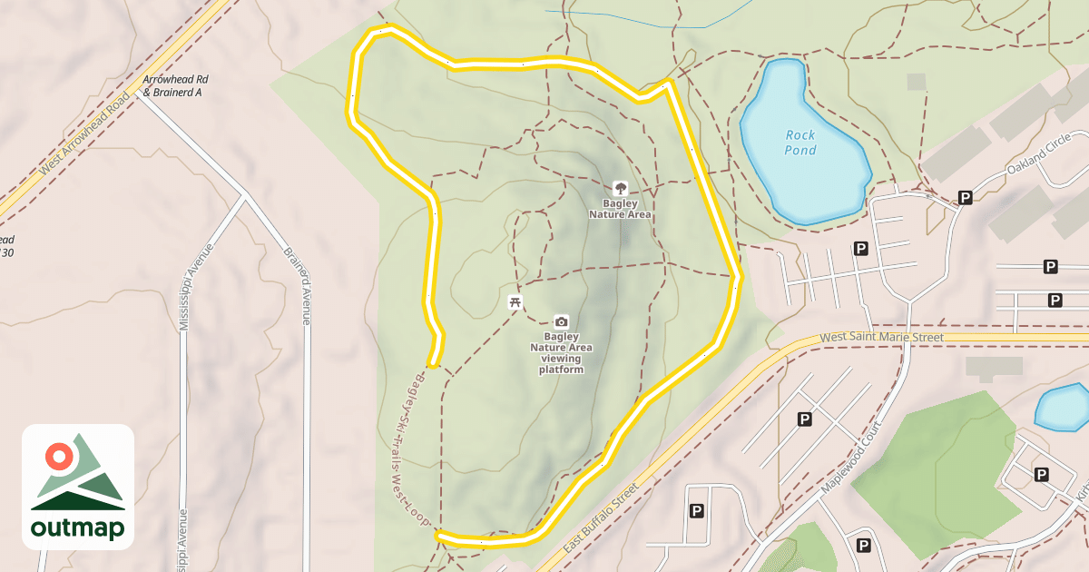 Map of Bagley Ski Trail West Loop