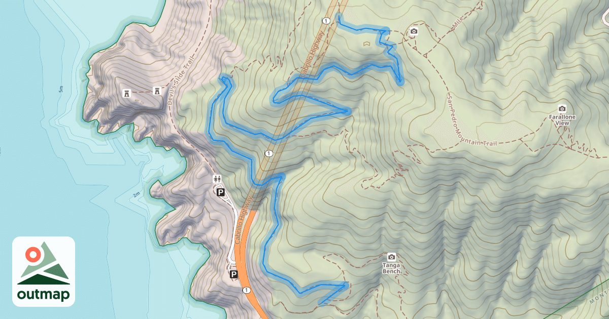 Map of Historic "Old Colma Rd" (1879-1915) AKA Devil's Slide