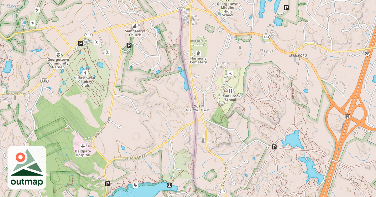 Map of Georgetown Rail Trail right-of-way