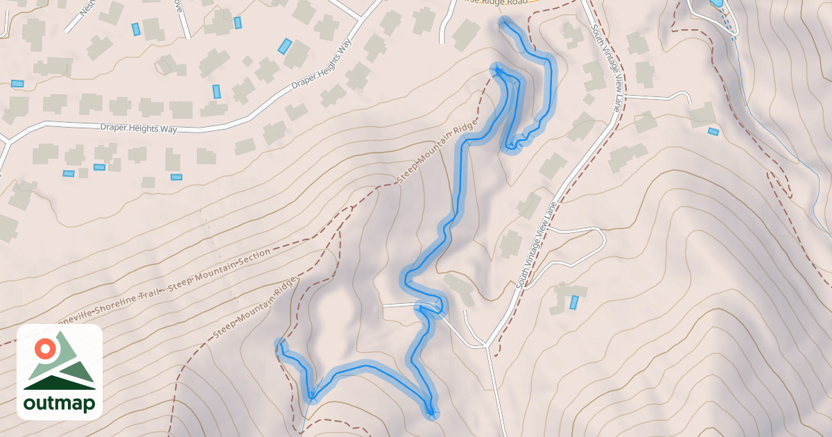 Map of Bonneville Shoreline Trail - Upper Oak Hollow Section