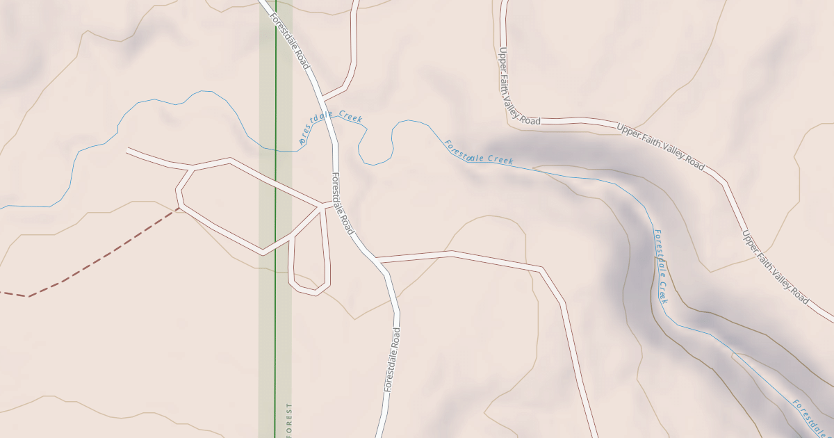 Map preview of FORESTDALE CREEK ROAD SPUR A