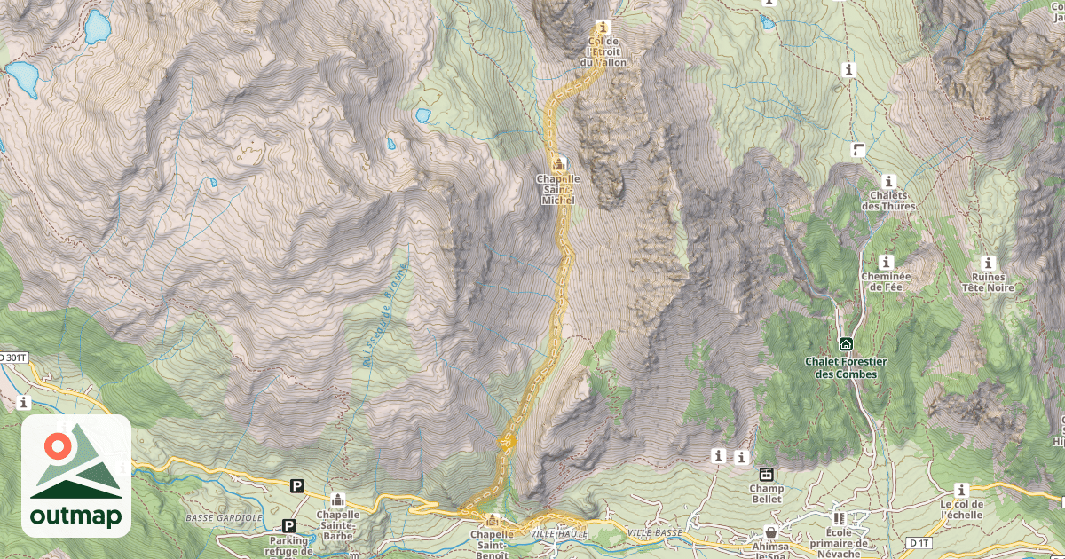 Map of Col de l'Étroit du Vallon — Névache
