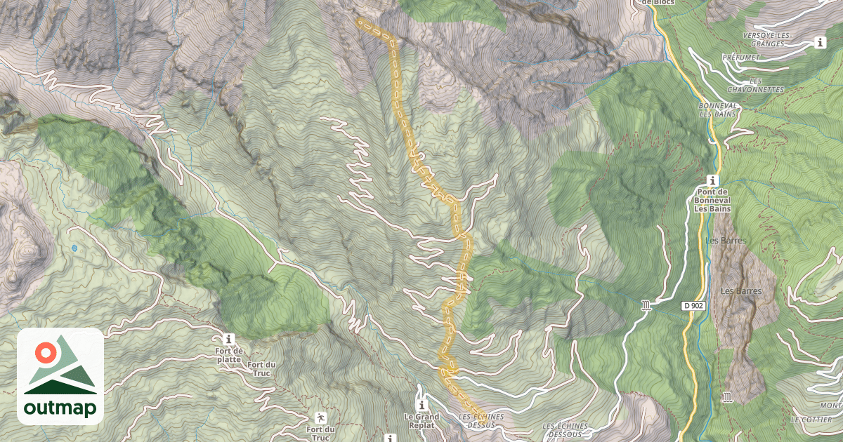 Map of Aiguille de Praina — Les Échines dessus