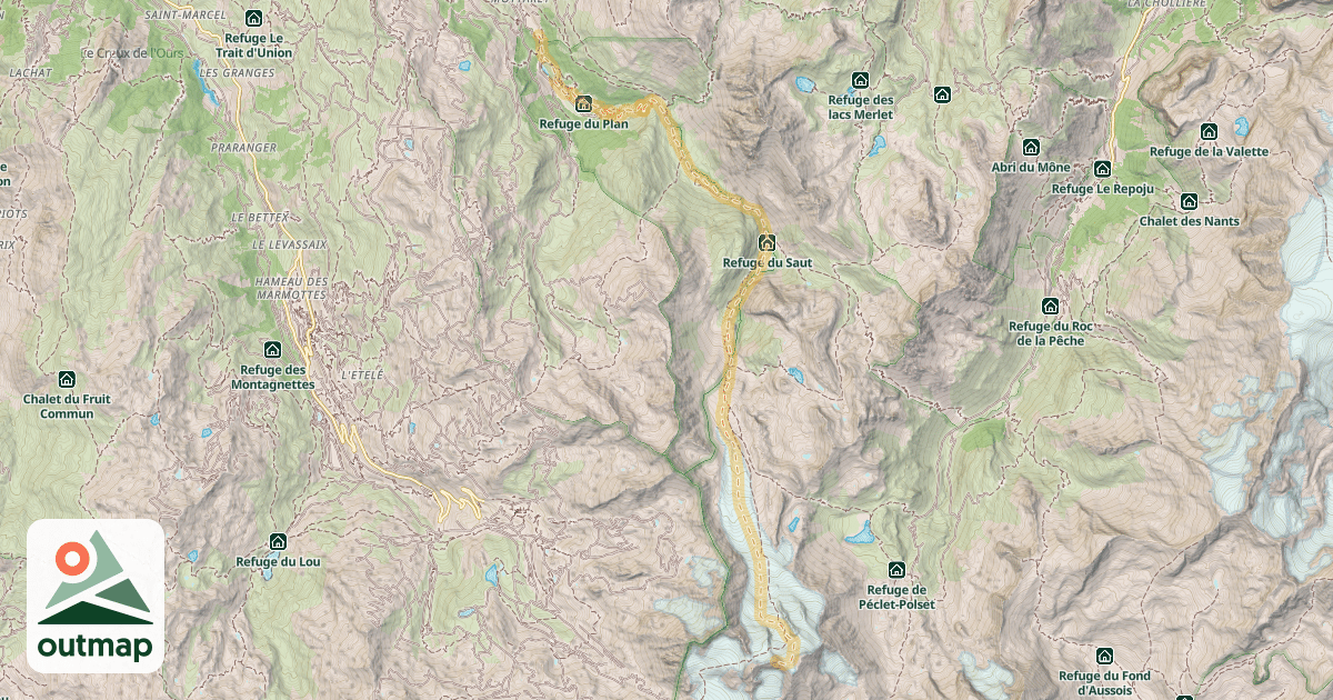 Map of Aiguille de Polset — Méribel-Mottaret