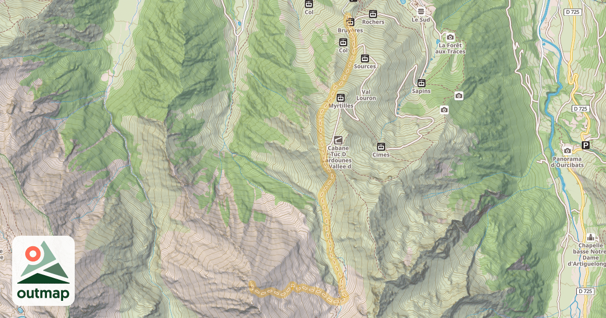 Map of Pic de Sarrouyes — Col d'Azet