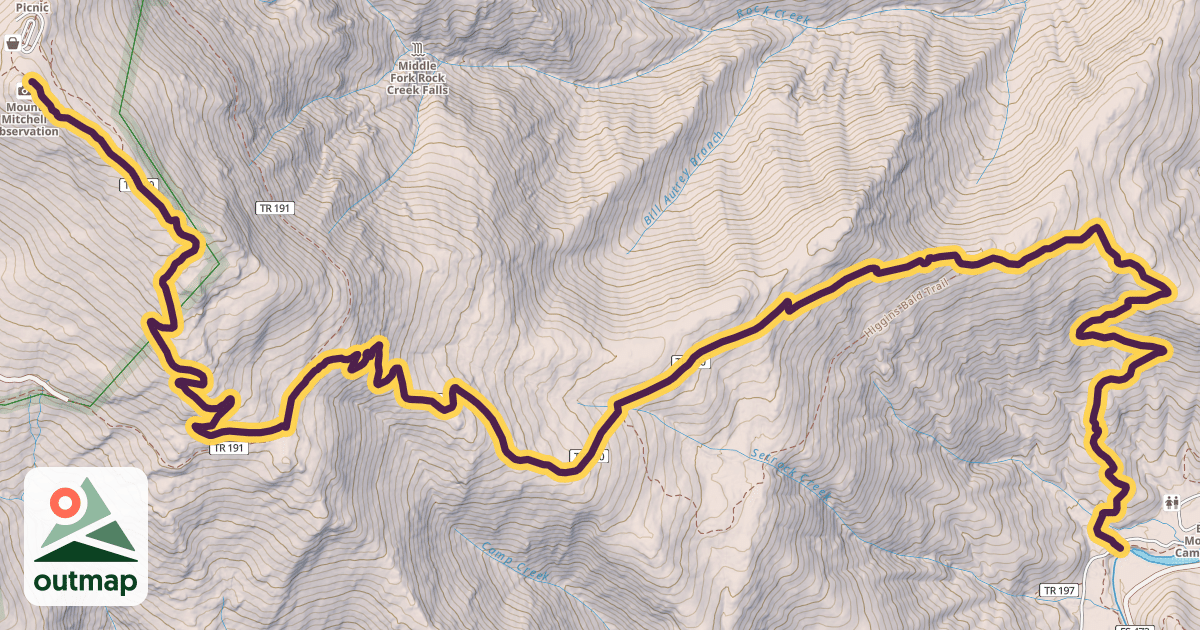 Map of Mount Mitchell Trail
