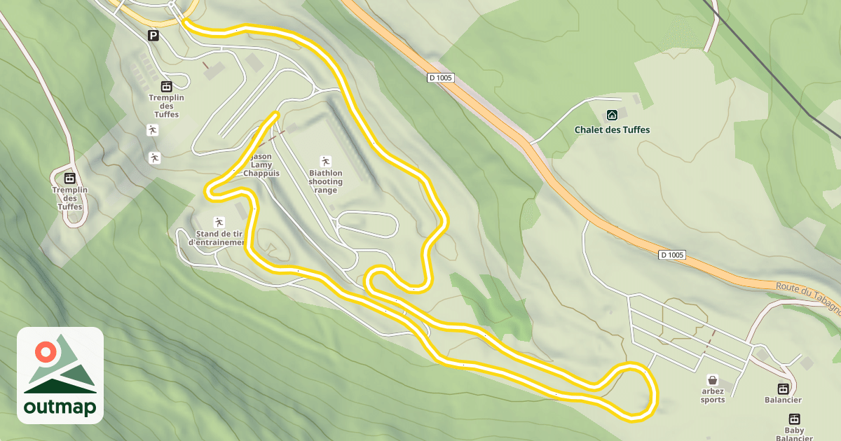 Map of Piste de Biathlon des Tuffes