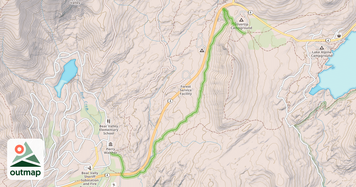 Map of Bear Valley to Lake Alpine Trail