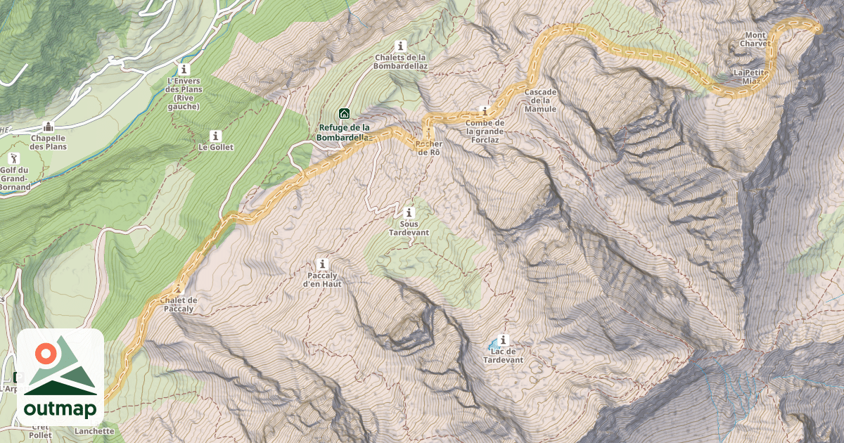 Map of Col du Mont Charvet — Les Confins