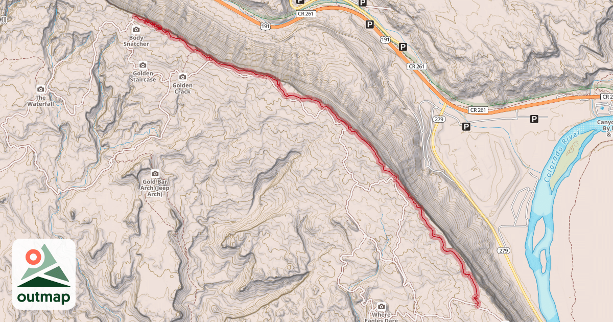Map of Gold Bar Rim Bike Trail