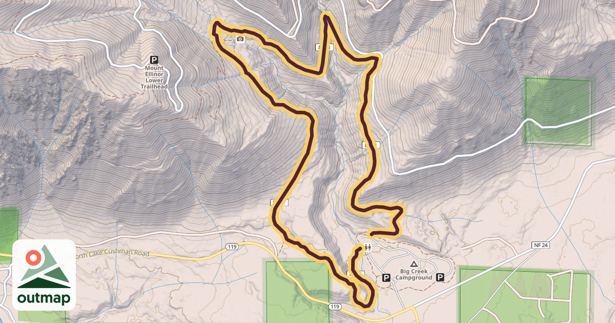 Map of Upper Big Creek Loop Trail #827.1