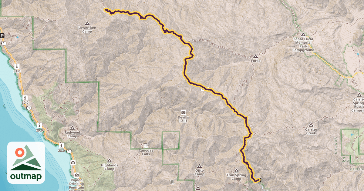 Map of North Coast Ridge Trail
