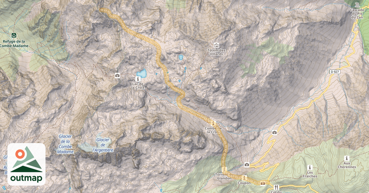 Map of Bec d'Arguille — Col du Glandon