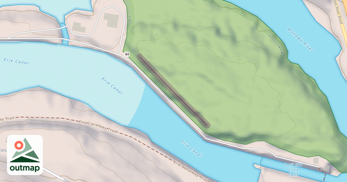Map of Moss Island Climbing