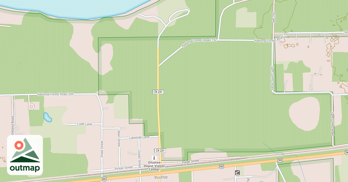 Map of OLUSTEE BEACH REC. AREA
