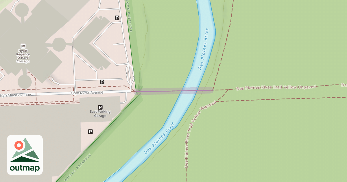 Map of Des Plaines River Trail Green Unpaved Spur (Central)