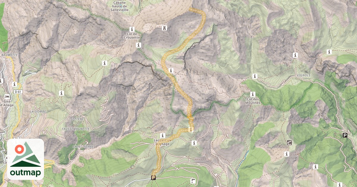 Map of Mont Mounier — Col de l'Espaule