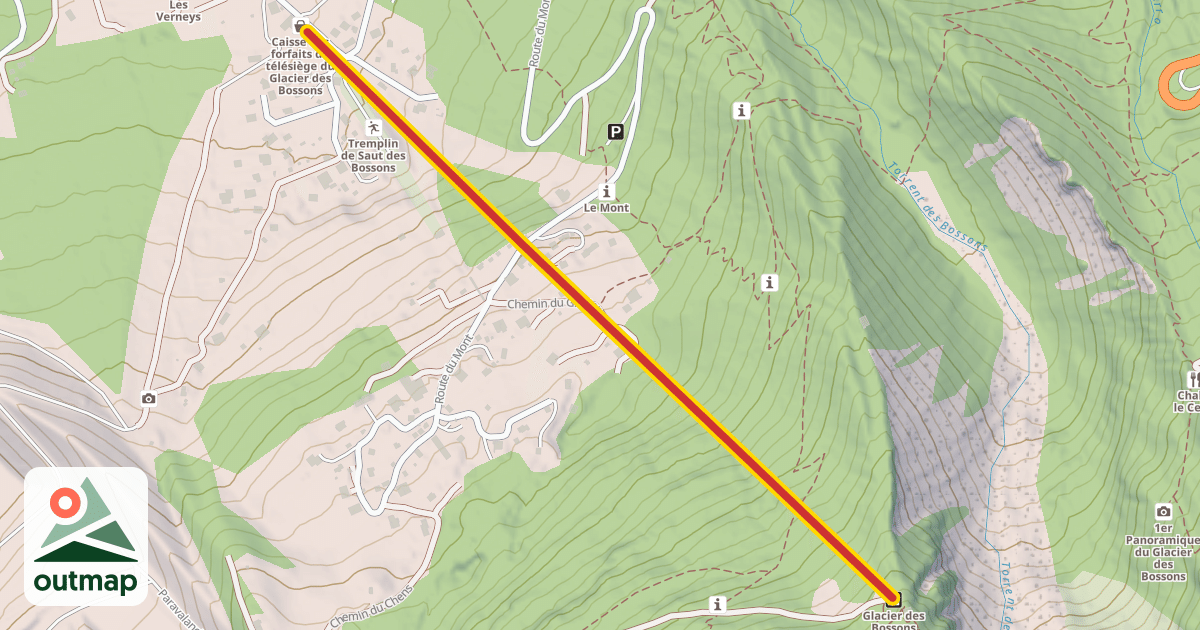 Map of Glacier des Bossons