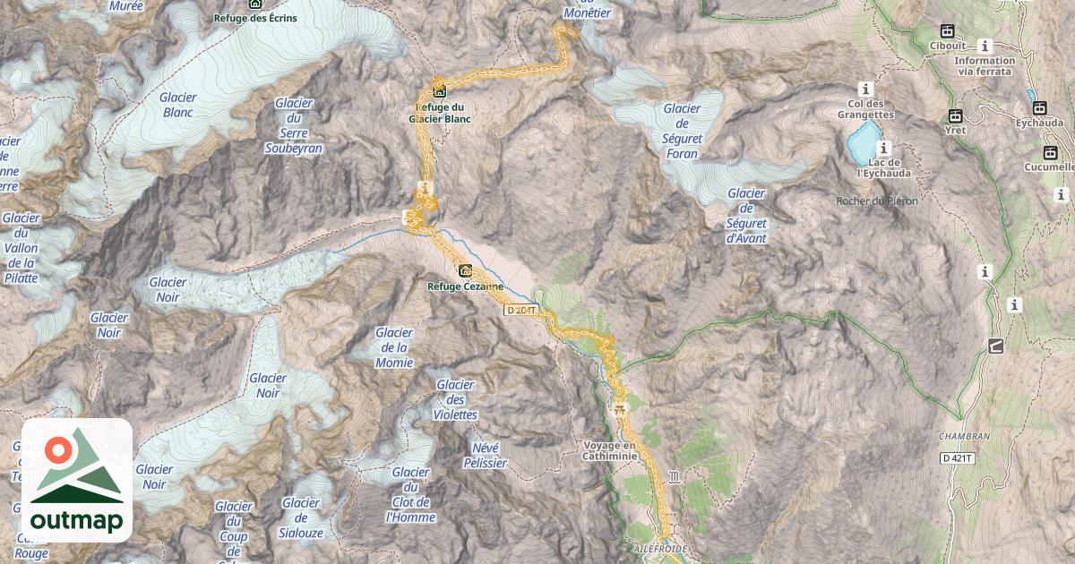 Map of Col du Monêtier — Ailefroide