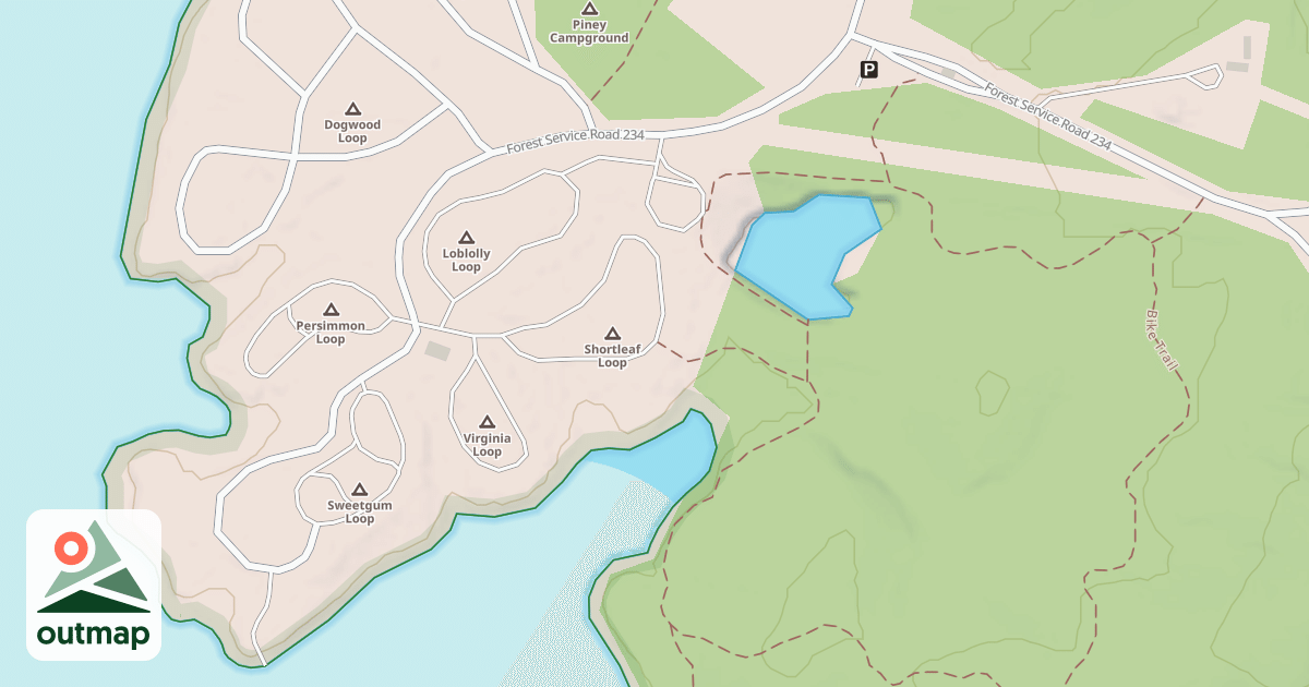 Map of PINEY ENTRANCE ROAD