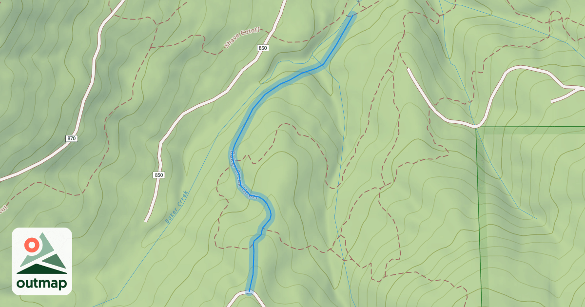 Map of Baker Creek Upper