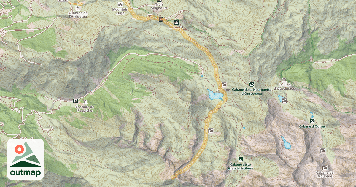 Map of Soum de Léviste — Station de Hautacam - Col de Tramassel ou de Buraou