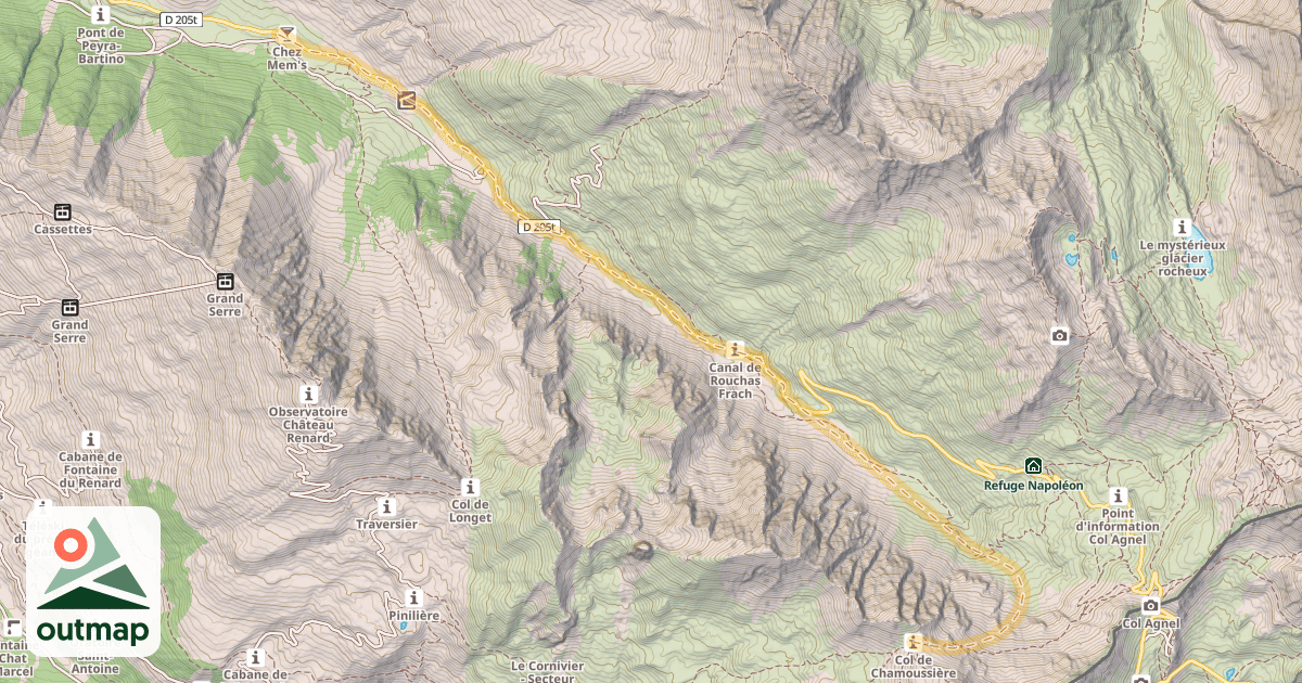 Map of Col de Chamoussière — Pont de Lariane