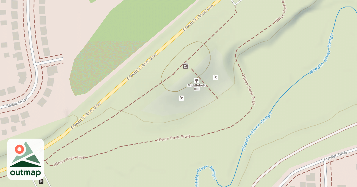 Map of sledding hill in Wayne