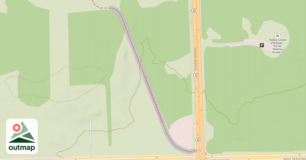 Map of Tinley Creek Red Paved Loop