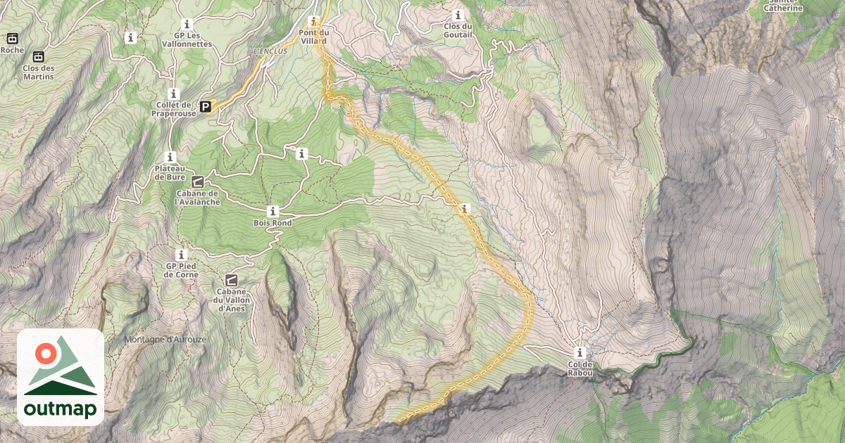 Map of Crête de la Plane — Pont du Villard